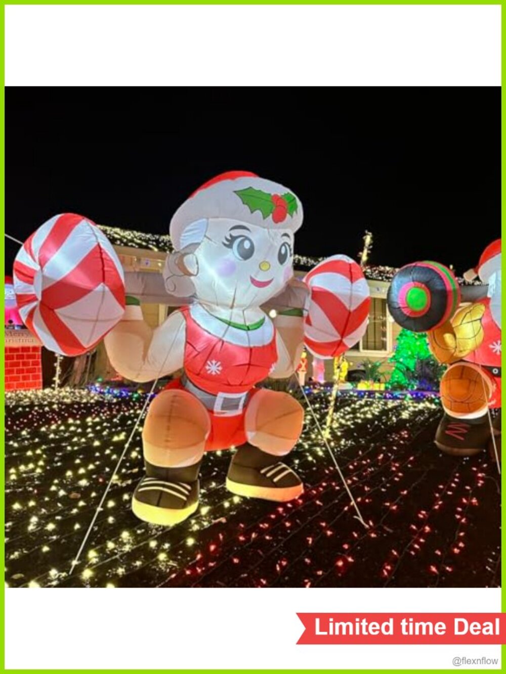 6FT Mrs. Claus Squatting Inflatable Christmas Fitness Yard Decor
